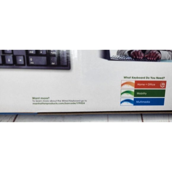 Manhattan Plug & Play LED Wired Black Basic Windows Compatible Computer Keyboard - Picture 9 of 12